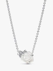 FINAL SALE - White Rose in Bloom Collier Necklace Sterling silver