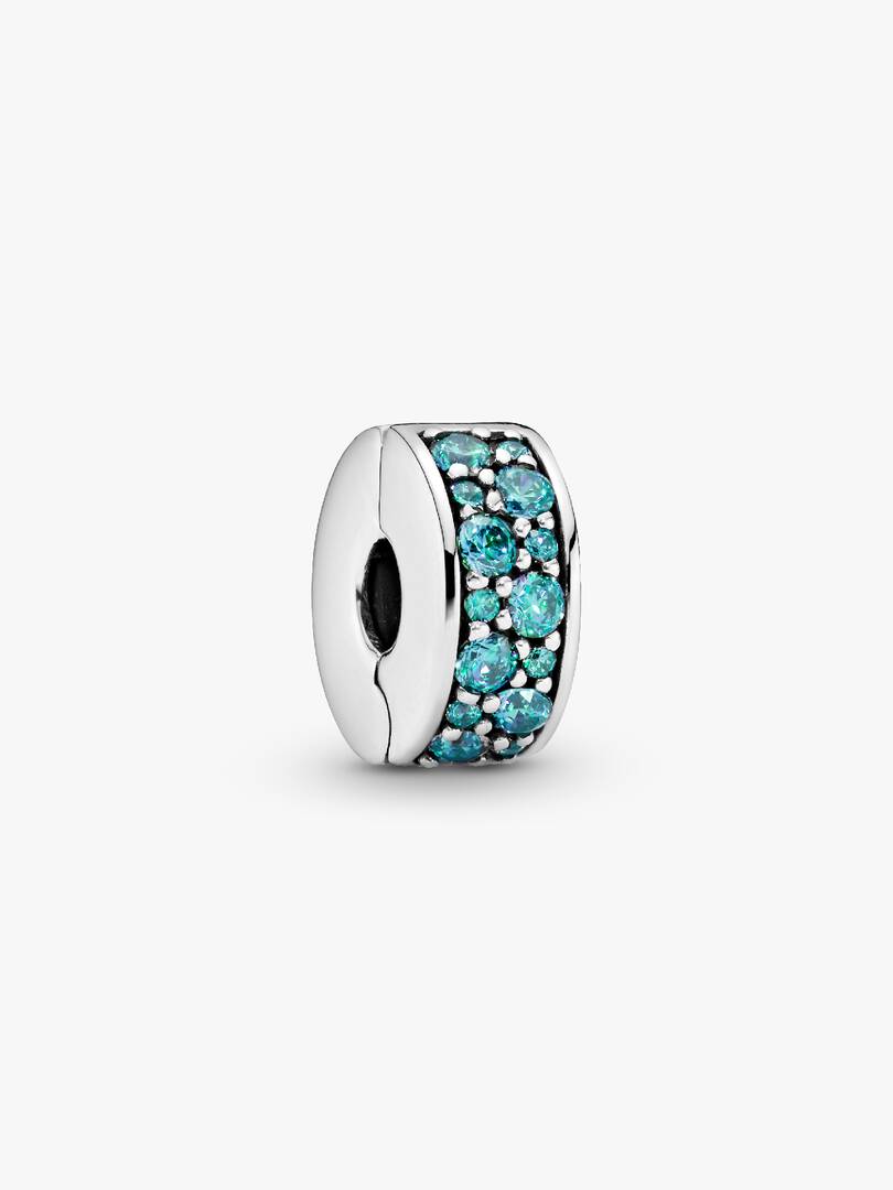 Teal Pavé Clip Charm Sterling silver