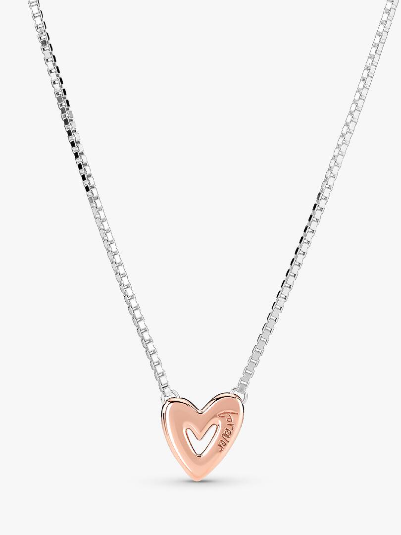 FINAL SALE - Sparkling Freehand Heart Necklace Sterling silver, 14k rose gold plating