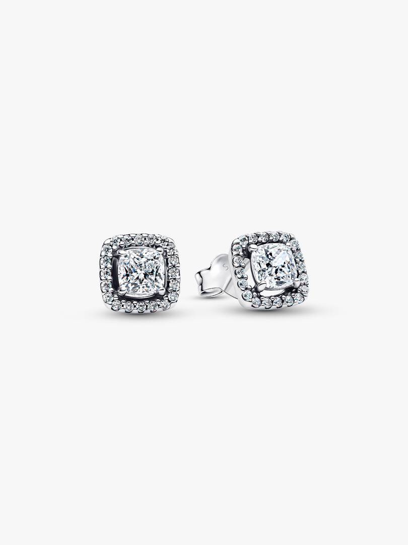 Square Halo Stud Earrings Sterling silver