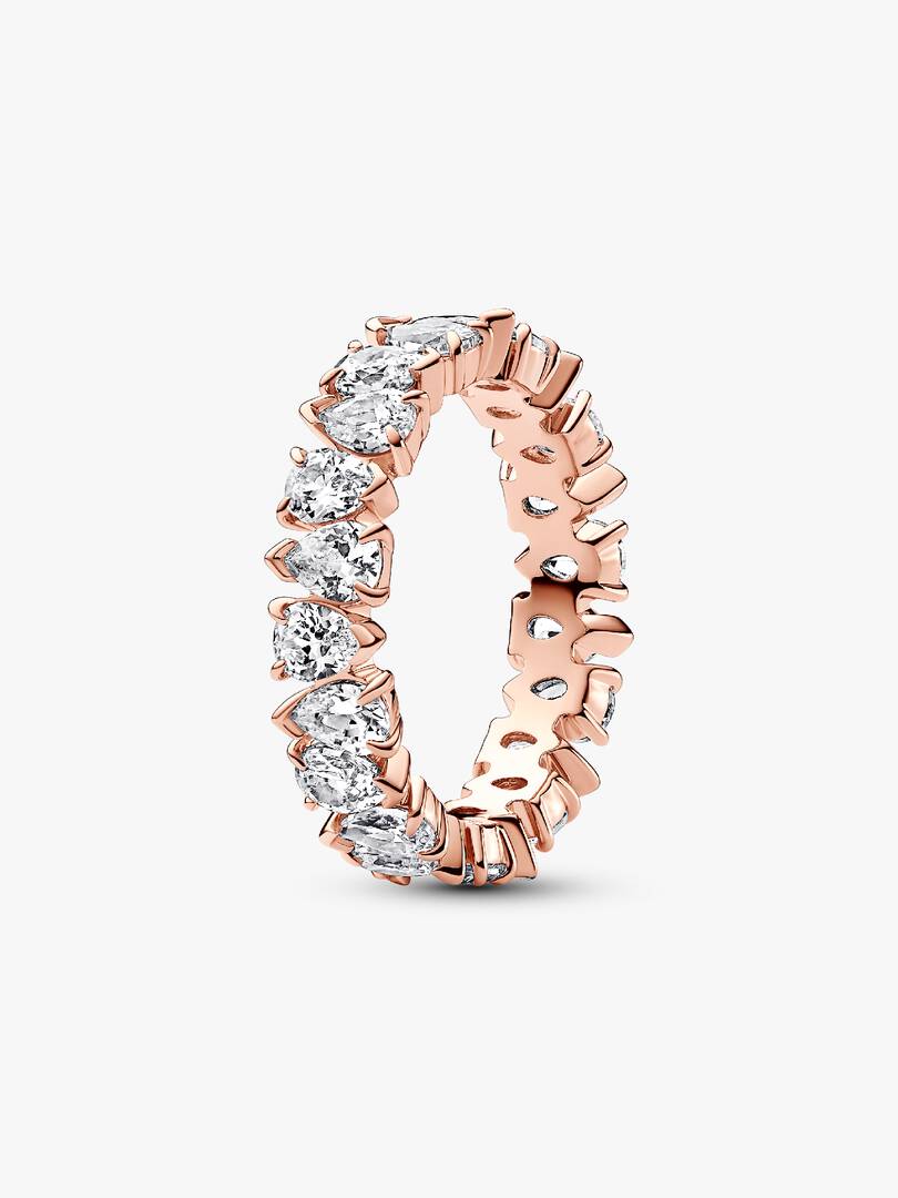 Alternating Sparkling Band Ring 14k rose gold plating