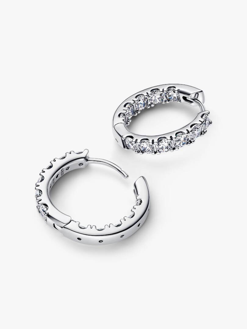 Sparkling Row Eternity Hoop Earrings Sterling silver