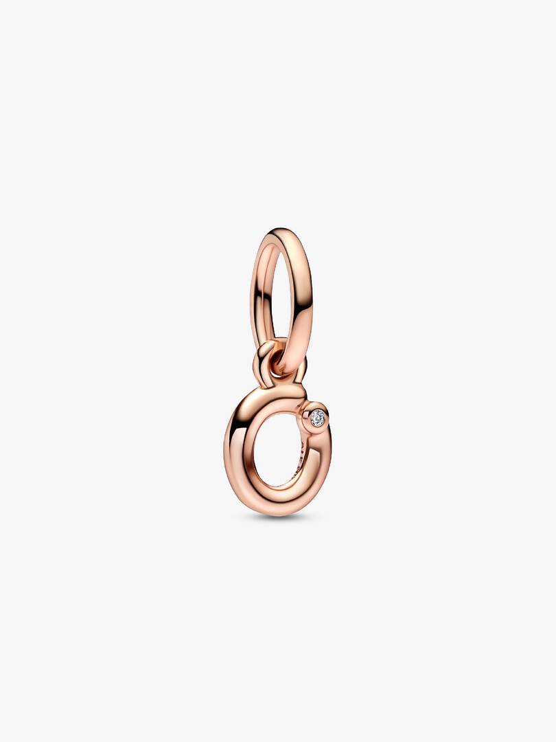 FINAL SALE - Letter O Script Alphabet Dangle Charm 14k rose gold plating