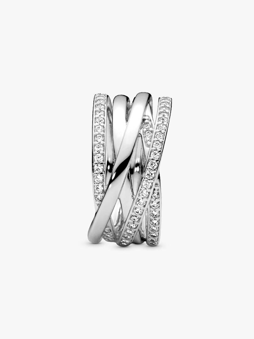 Sparkling & Polished Lines Ring Sterling silver