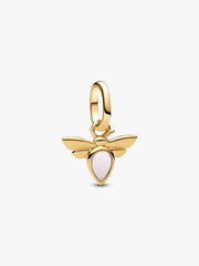 White Bee Mini Dangle Charm 14k gold plating