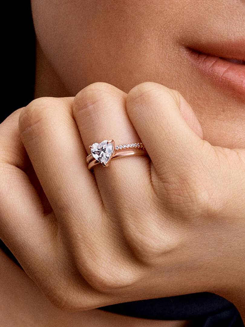 Double Band Heart Ring 14k rose gold plating