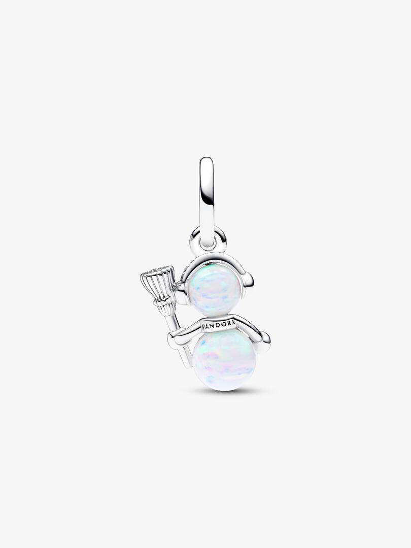 Opalescent Snowman Dangle Charm Sterling silver
