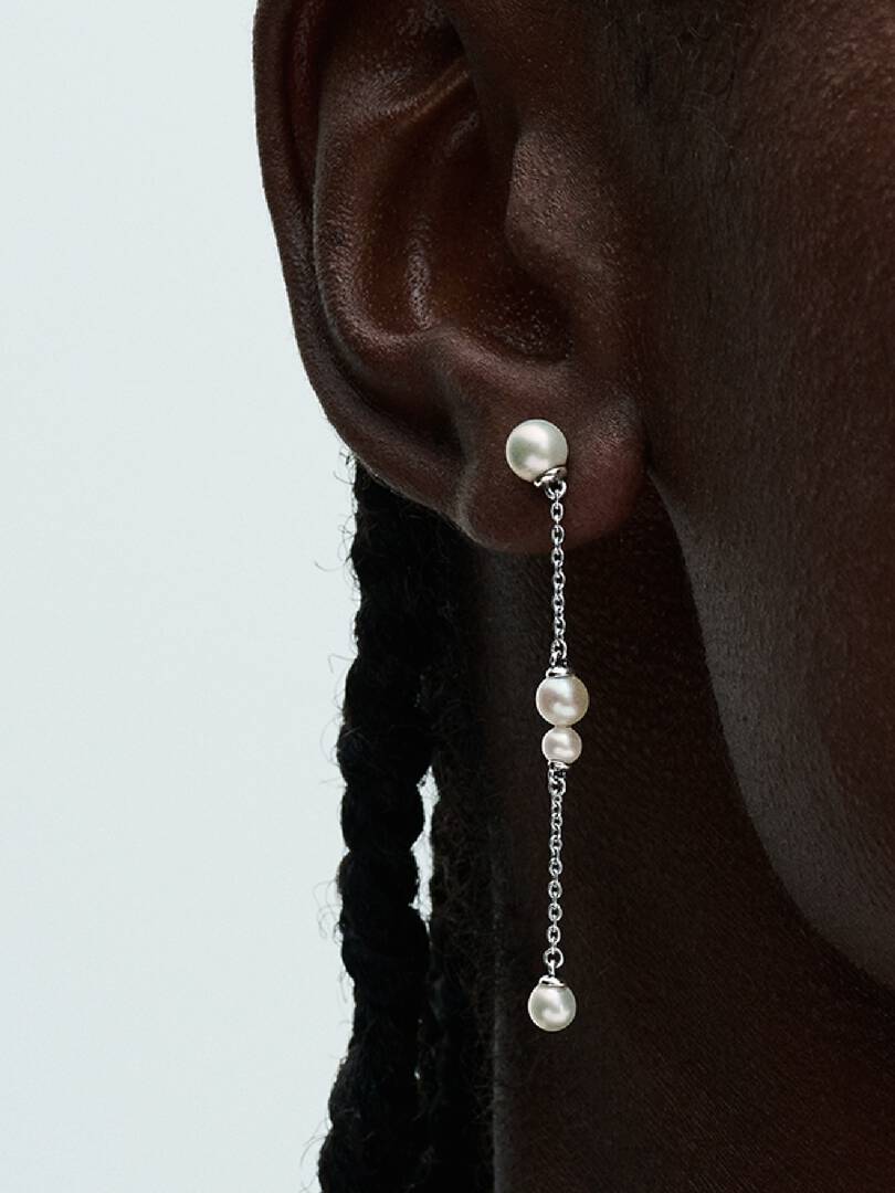 FINAL SALE - Treated Freshwater Cultured Pearl Drop Earrings Sterling silver