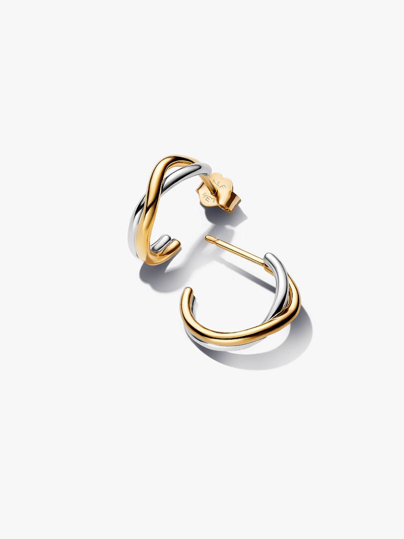 Organically Shaped Two-tone Open Hoop Earrings Sterling silver, 14k gold plating