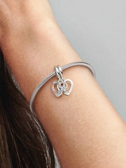 Puzzle Piece Hearts Splittable Friendship Dangle Charm Sterling silver