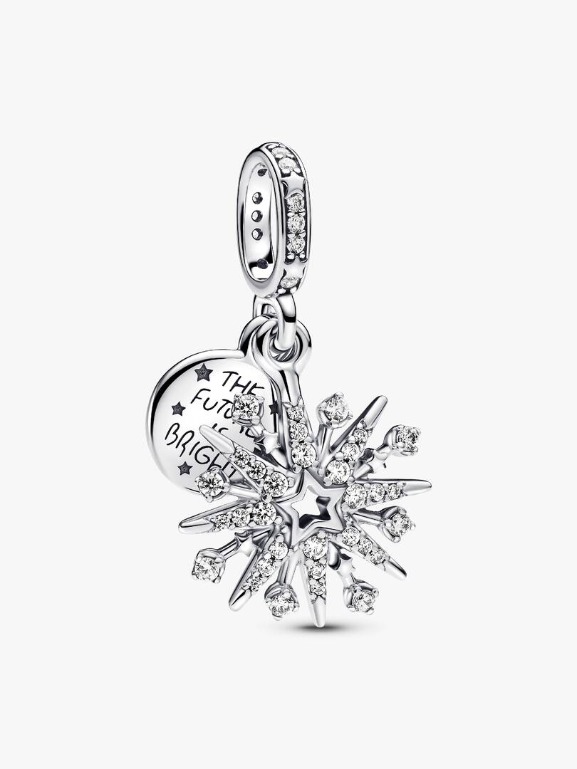 Sparkling Firework Double Dangle Charm Sterling silver