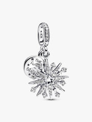 Sparkling Firework Double Dangle Charm Sterling silver