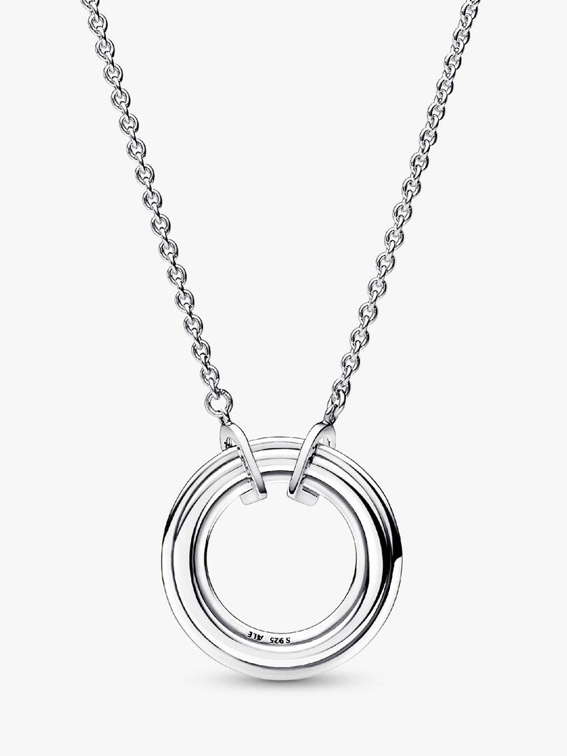 FINAL SALE - Pandora Signature Two tone Logo & Pavé Necklace Sterling silver, 14k rose gold plating