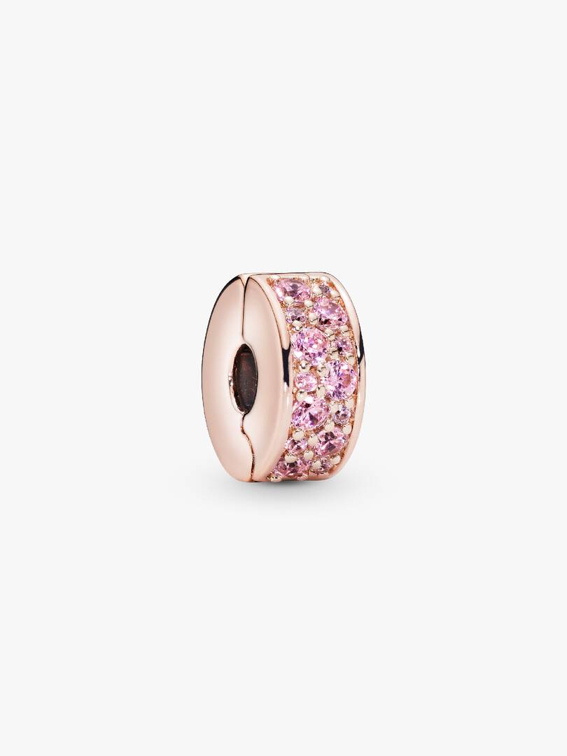 Pink Pavé Clip Charm 14k rose gold plating