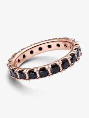 FINAL SALE - Black Sparkling Row Eternity Ring 14k rose gold plating