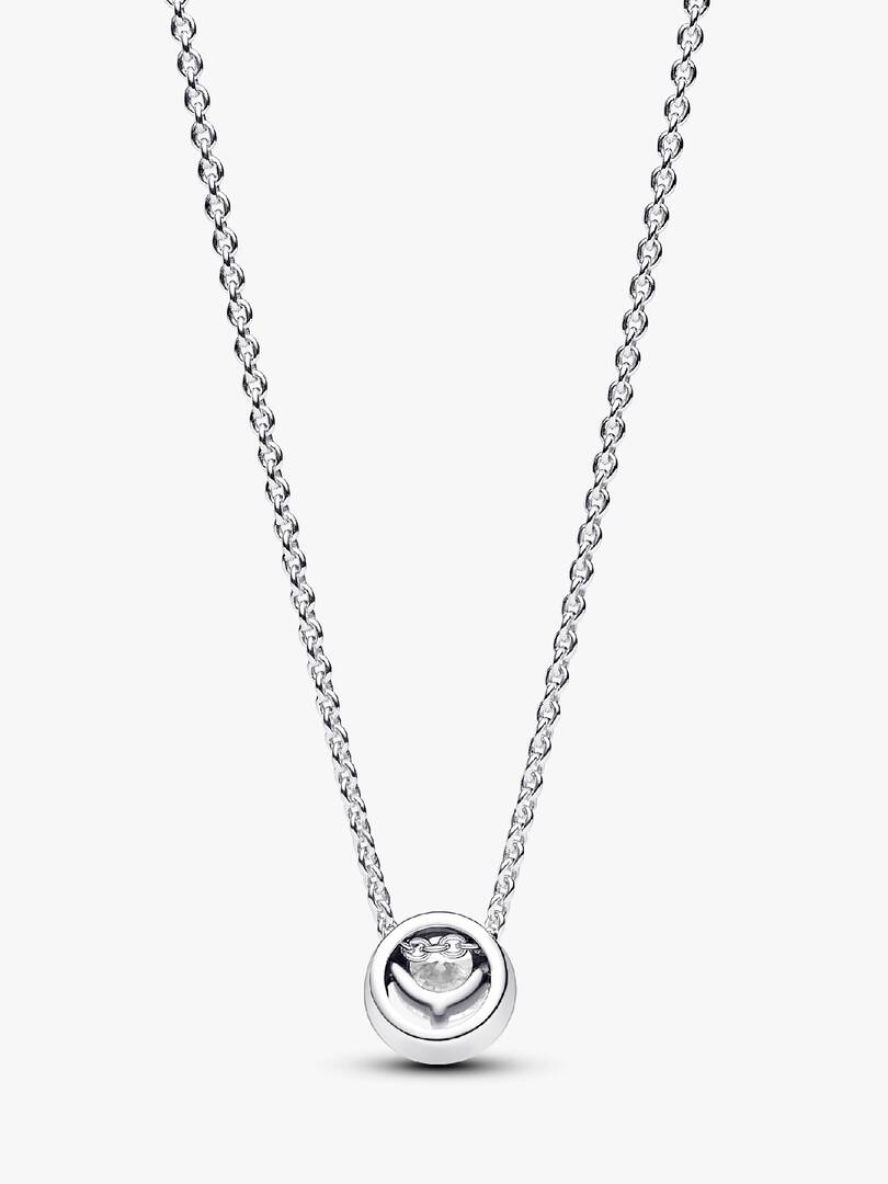 Sparkling Round Halo Pendant Collier Necklace Sterling silver