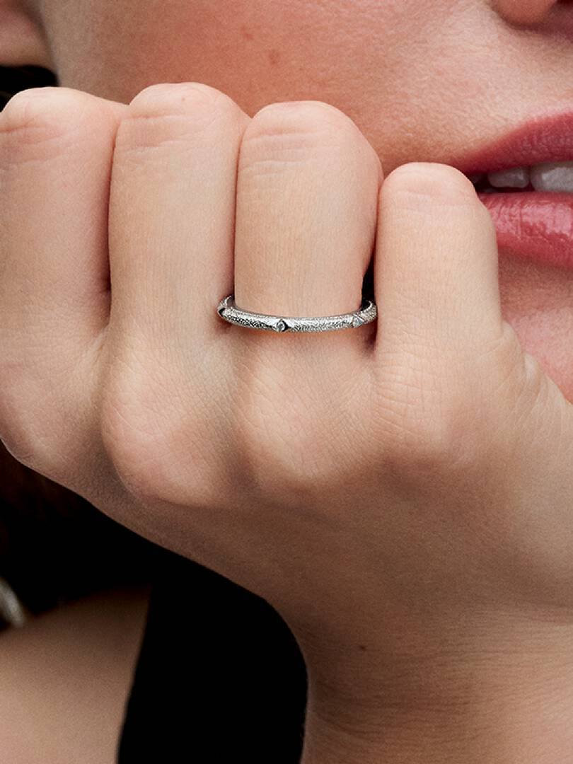 FINAL SALE - Texture & Stones Ring Sterling silver