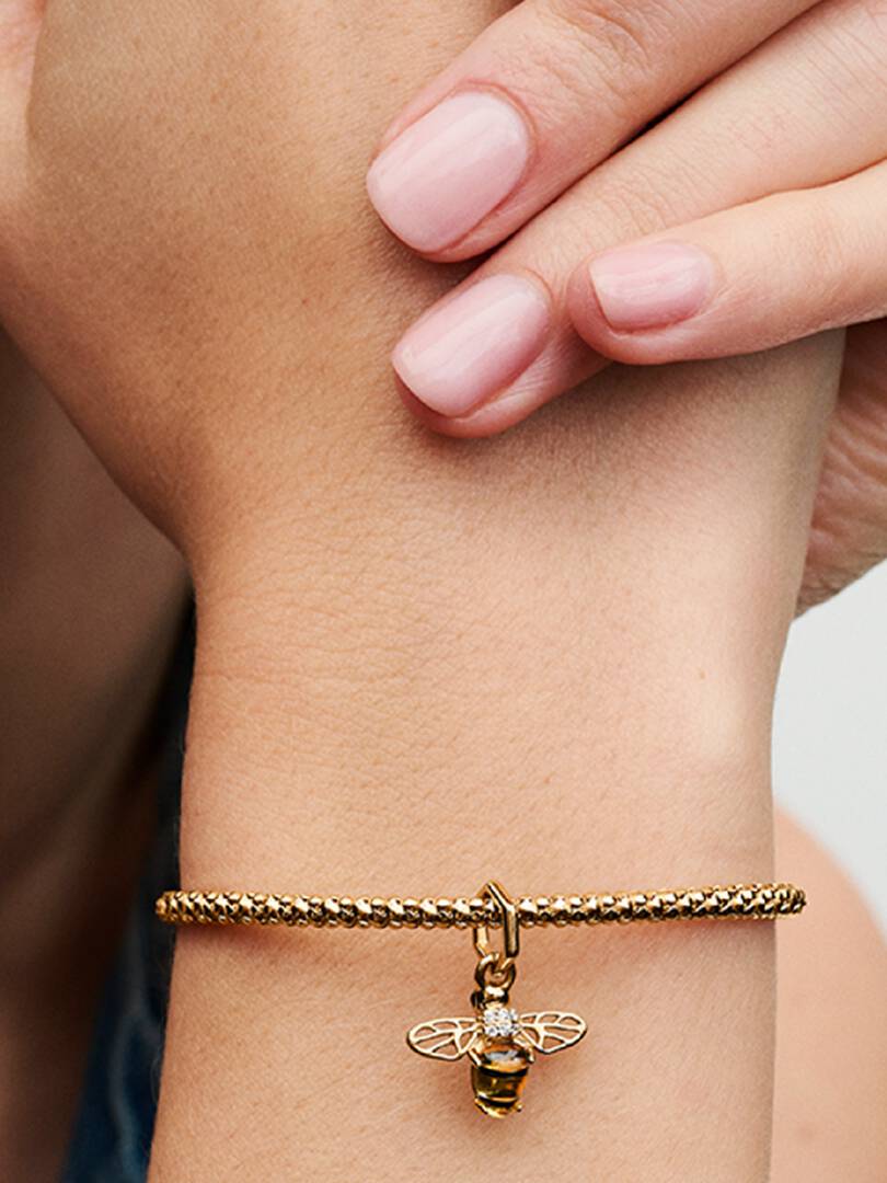 Sparkling Bee Dangle Charm 14k gold plating