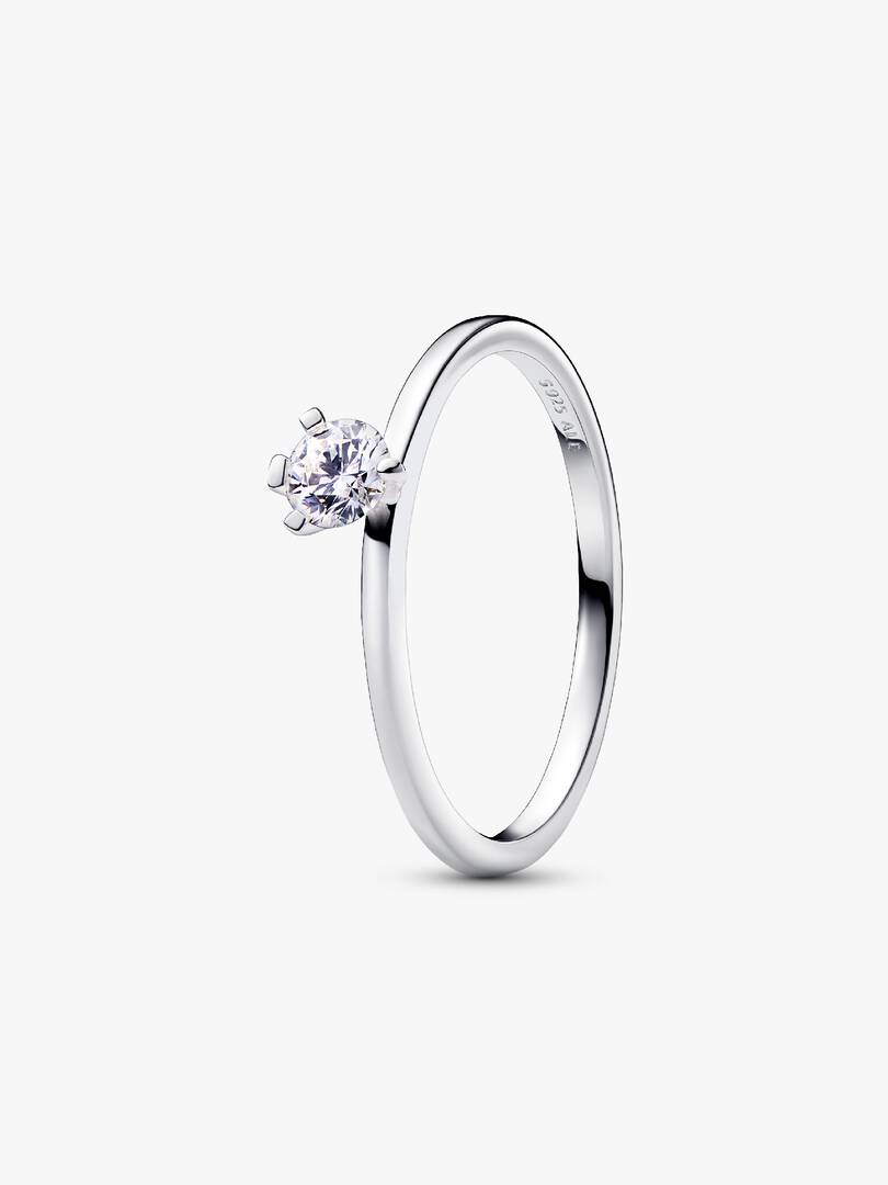 FINAL SALE - Pandora Nova Sterling Silver Off-set Lab-grown Diamond Ring 0.25 ct TW, Sterling silver