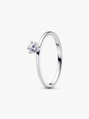 FINAL SALE - Pandora Nova Sterling Silver Off-set Lab-grown Diamond Ring 0.25 ct TW, Sterling silver