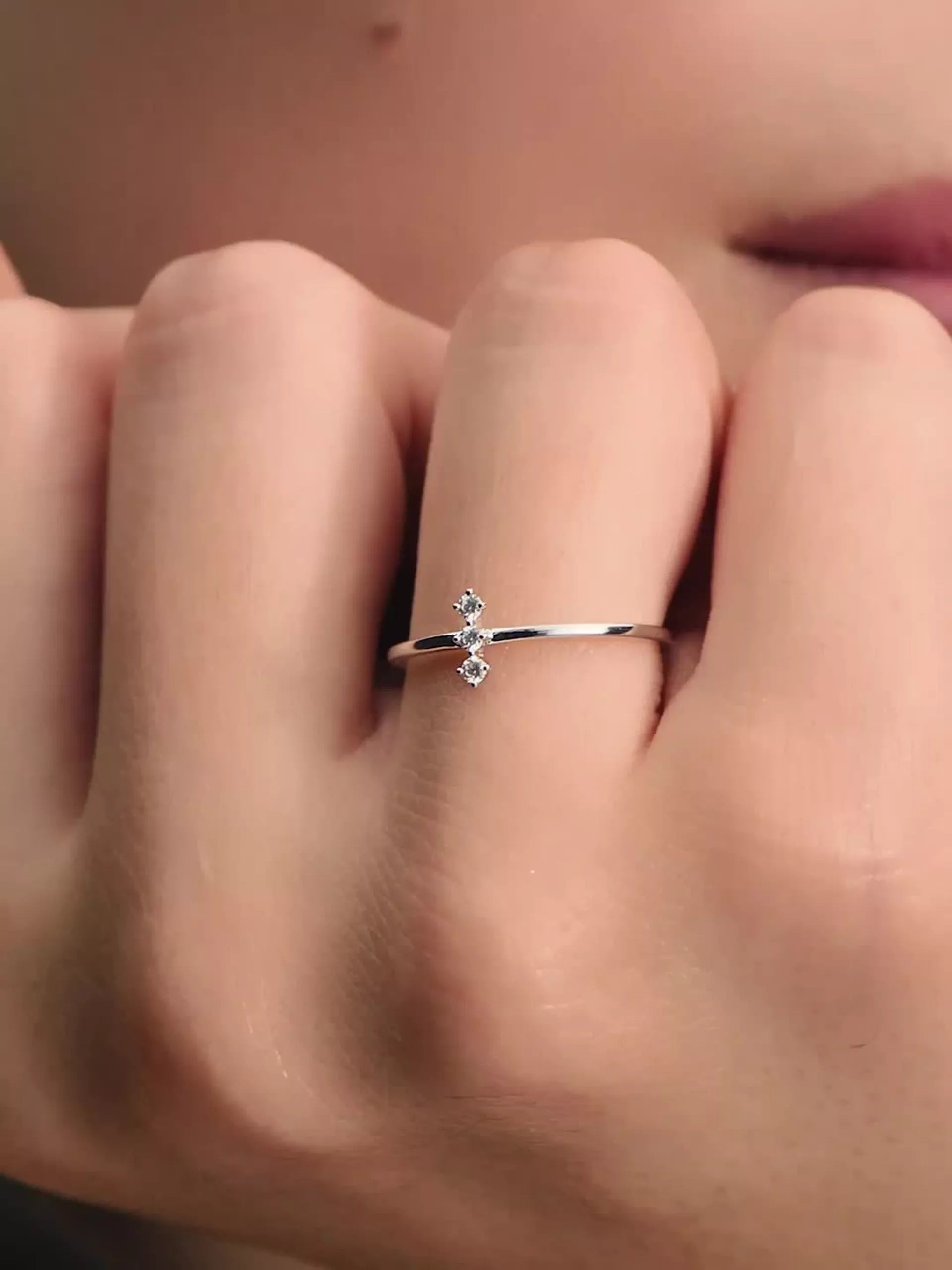 Pandora Era Lab Grown Diamond Trio Ring 0.07 ct TW, 14k white gold