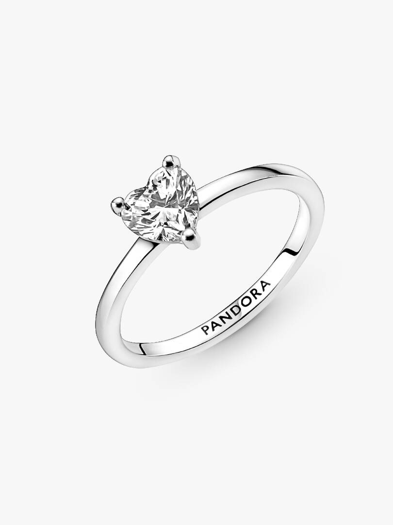 Sparkling Heart Solitaire Ring Sterling silver