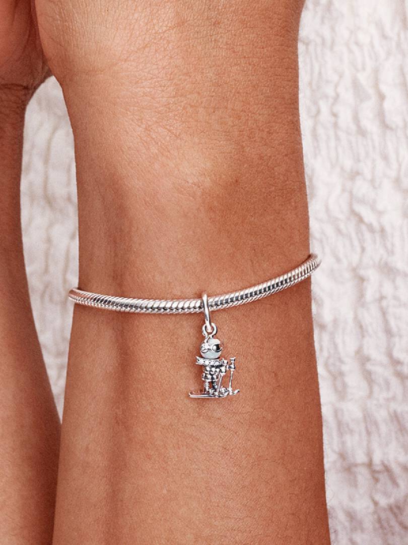 FINAL SALE - Skier Dangle Charm Sterling silver
