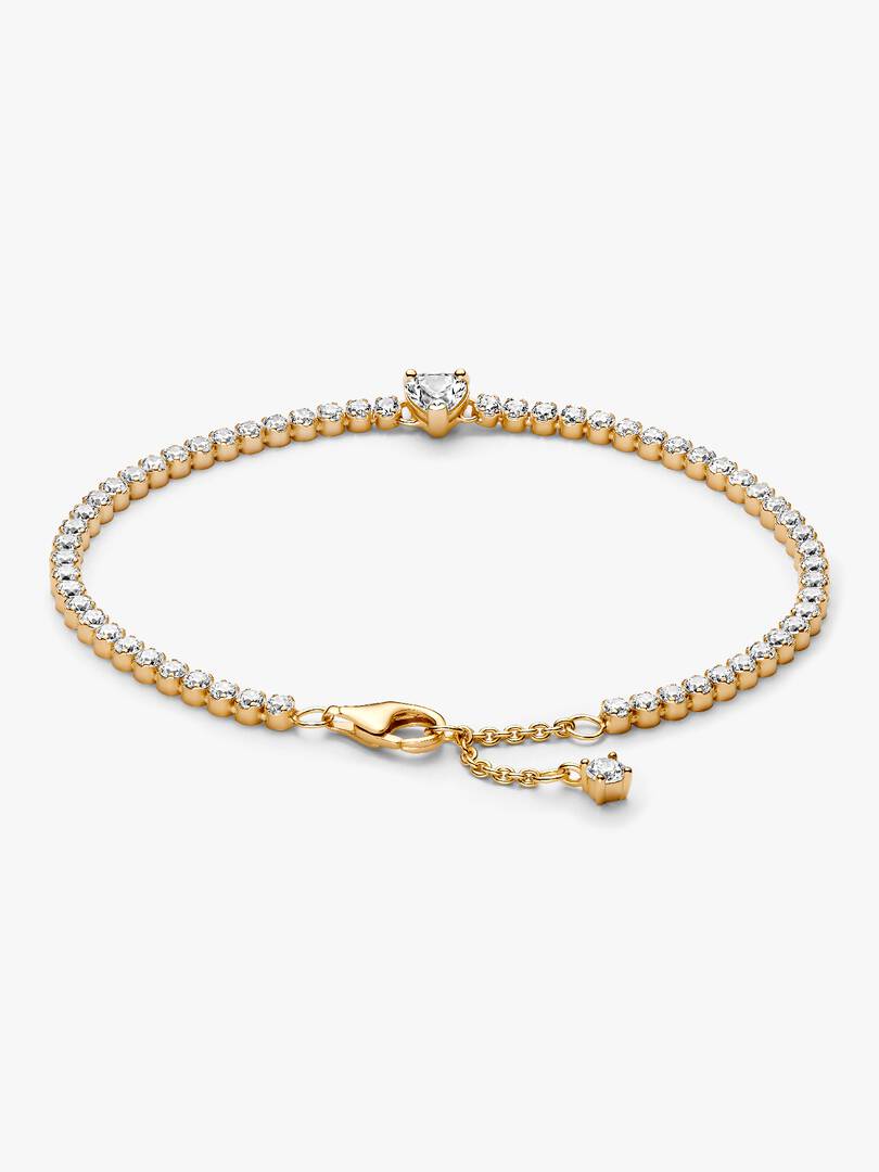 Sparkling Heart Tennis Bracelet 14k gold plating