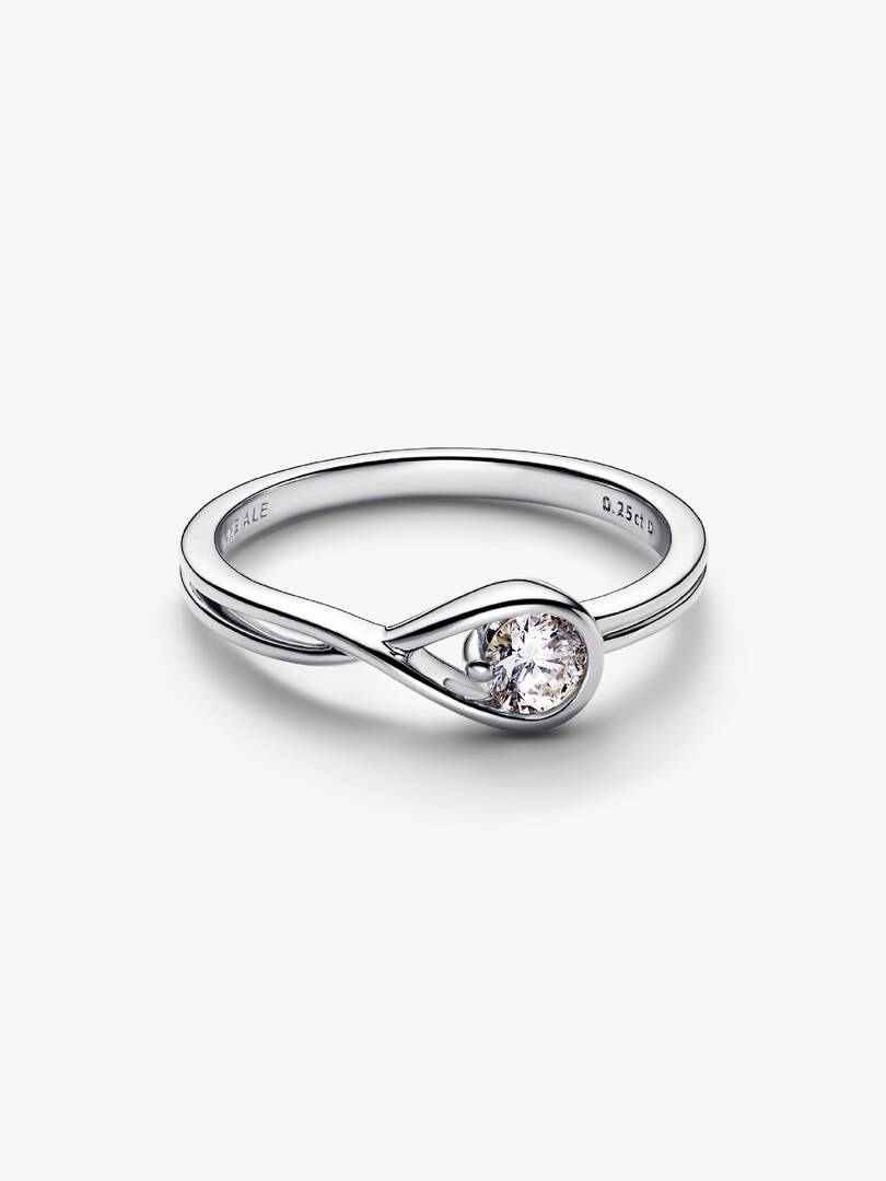 Pandora Infinite Sterling Silver Lab-grown Diamond Ring 0.25 ct TW, Sterling silver