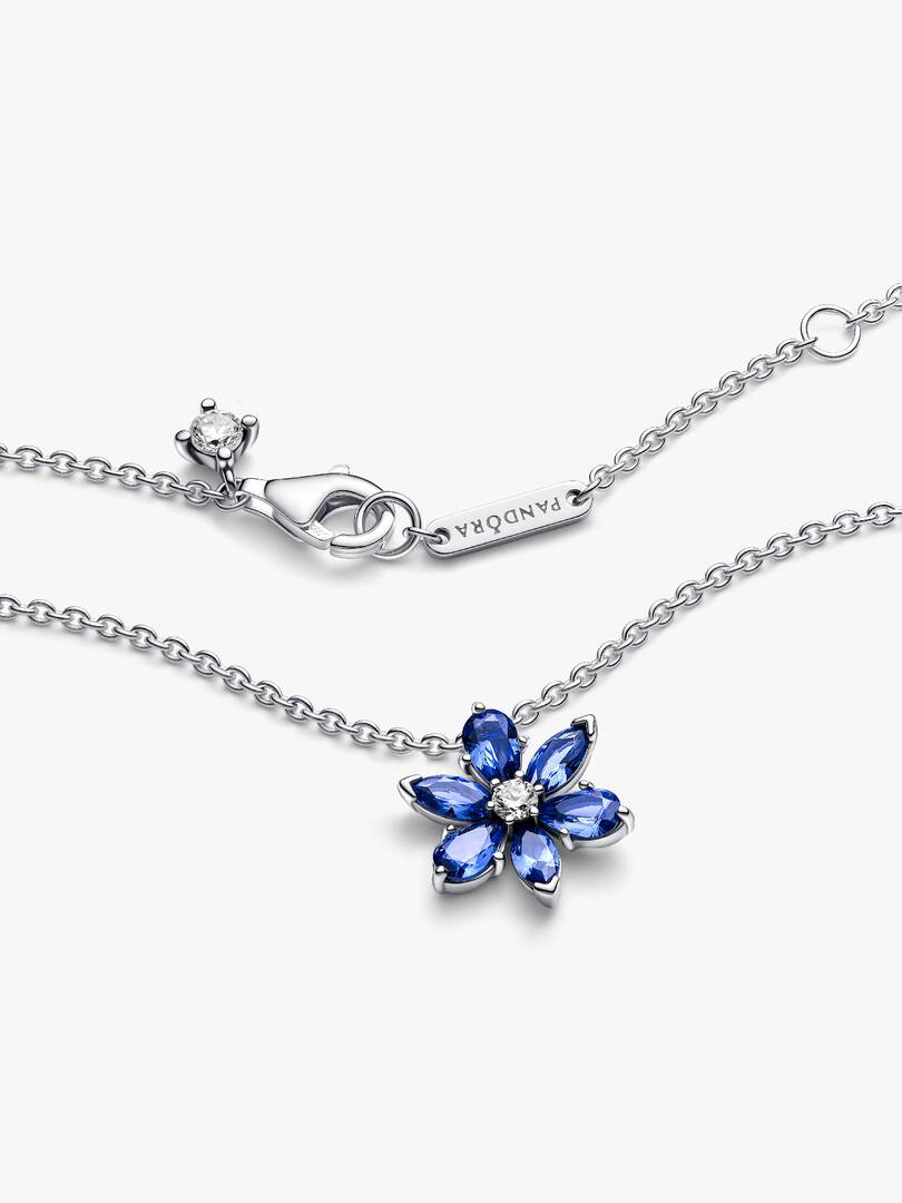 Sparkling Blue Herbarium Cluster Pendant Necklace Sterling silver