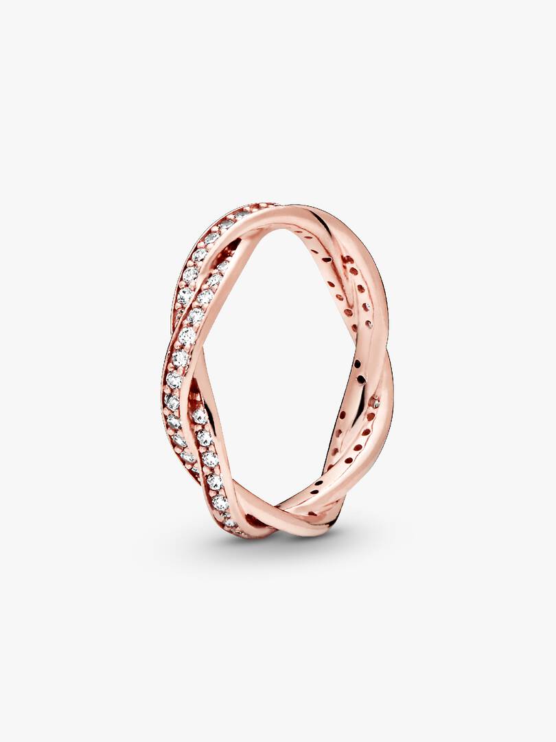 Sparkling Twisted Lines Ring 14k rose gold plating