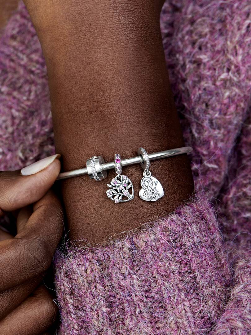 Clear Sparkling Row Clip Charm Sterling silver