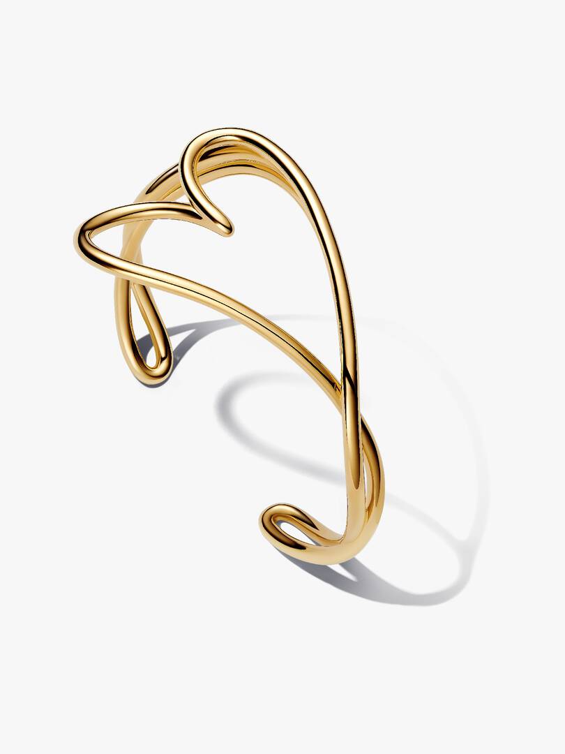 Organically Shaped Heart Bangle 14k gold plating