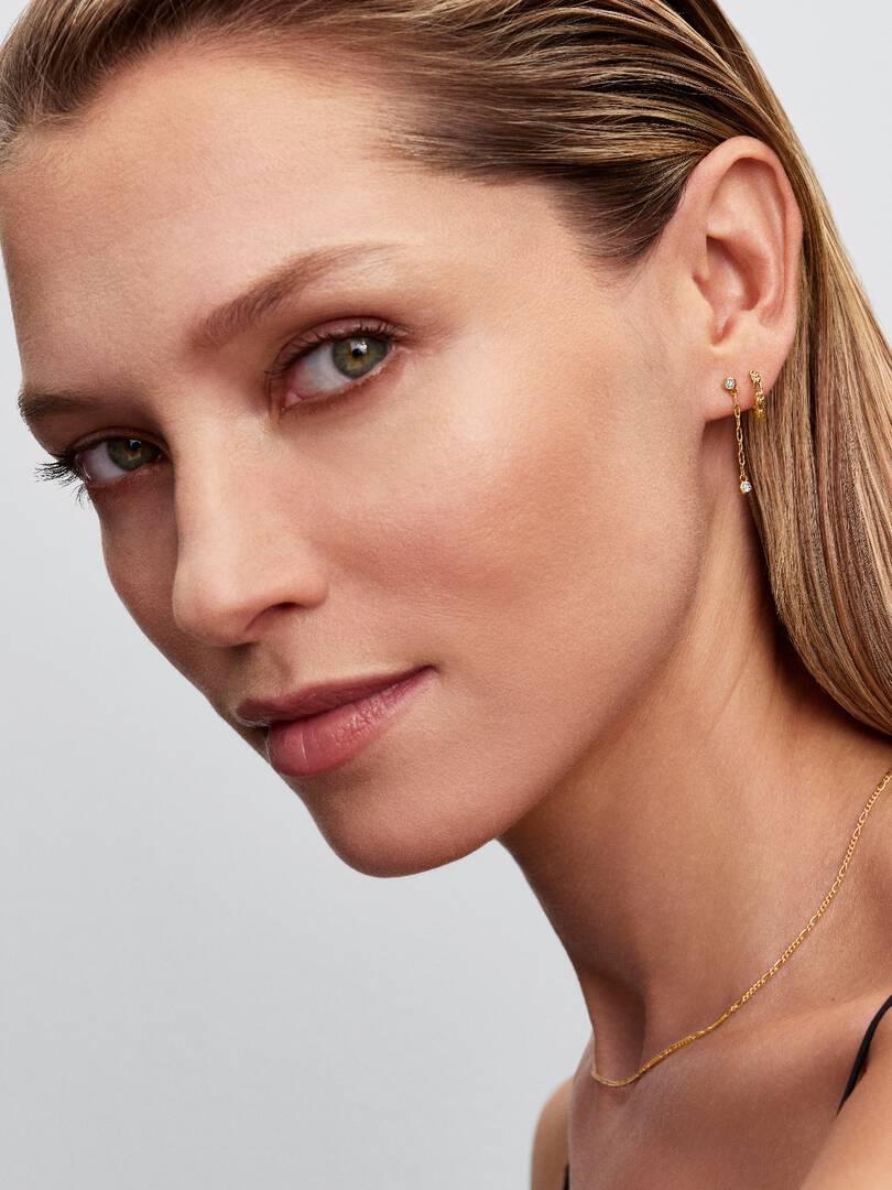 Pandora Era Figaro Hoop Earrings 14k gold