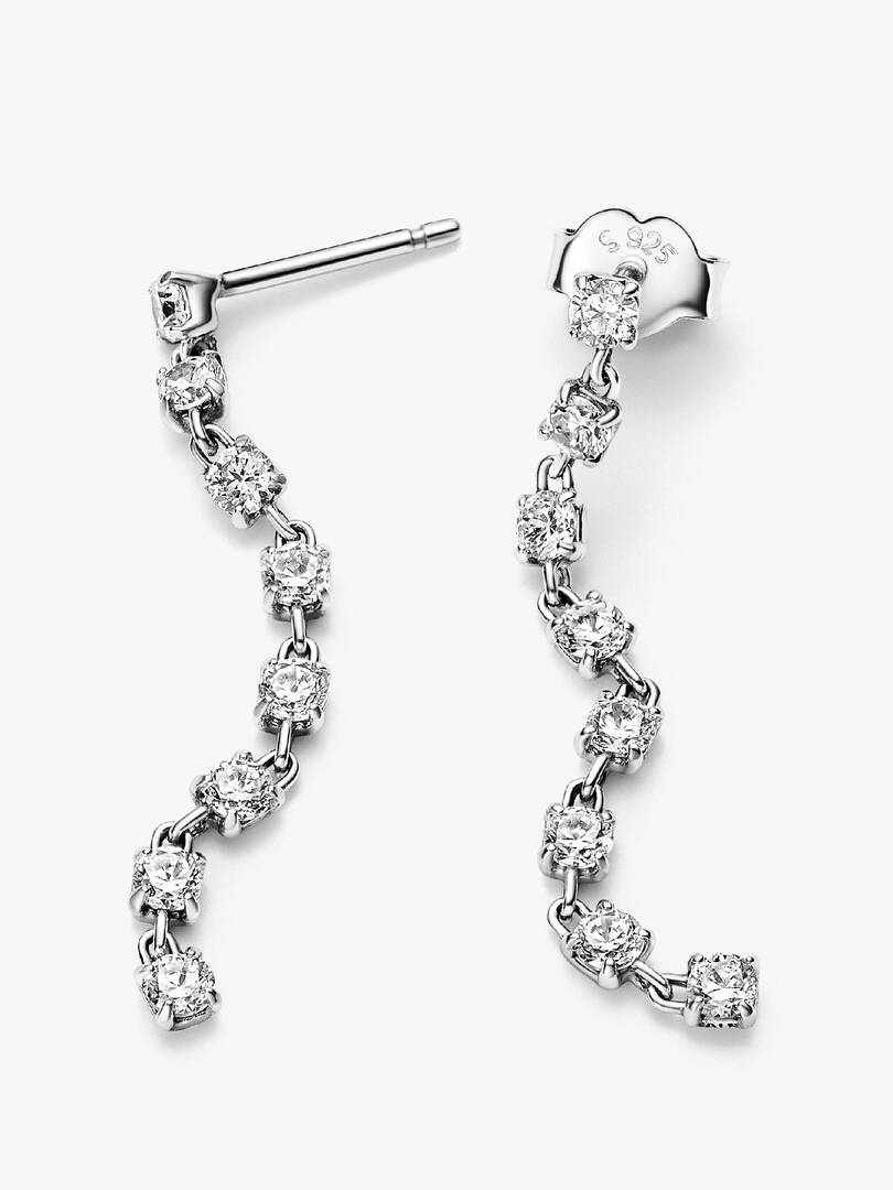 FINAL SALE - Sparkling Eight Stones Drop Earrings Sterling silver