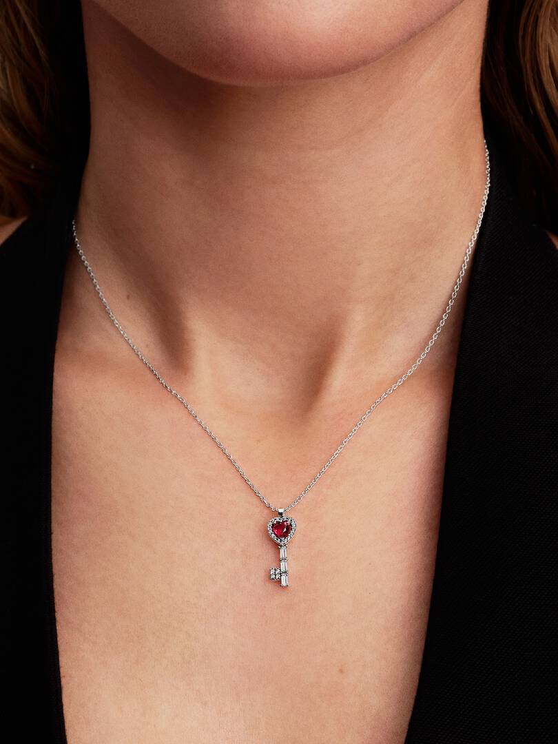 Elevated Heart Key Collier Necklace Sterling silver