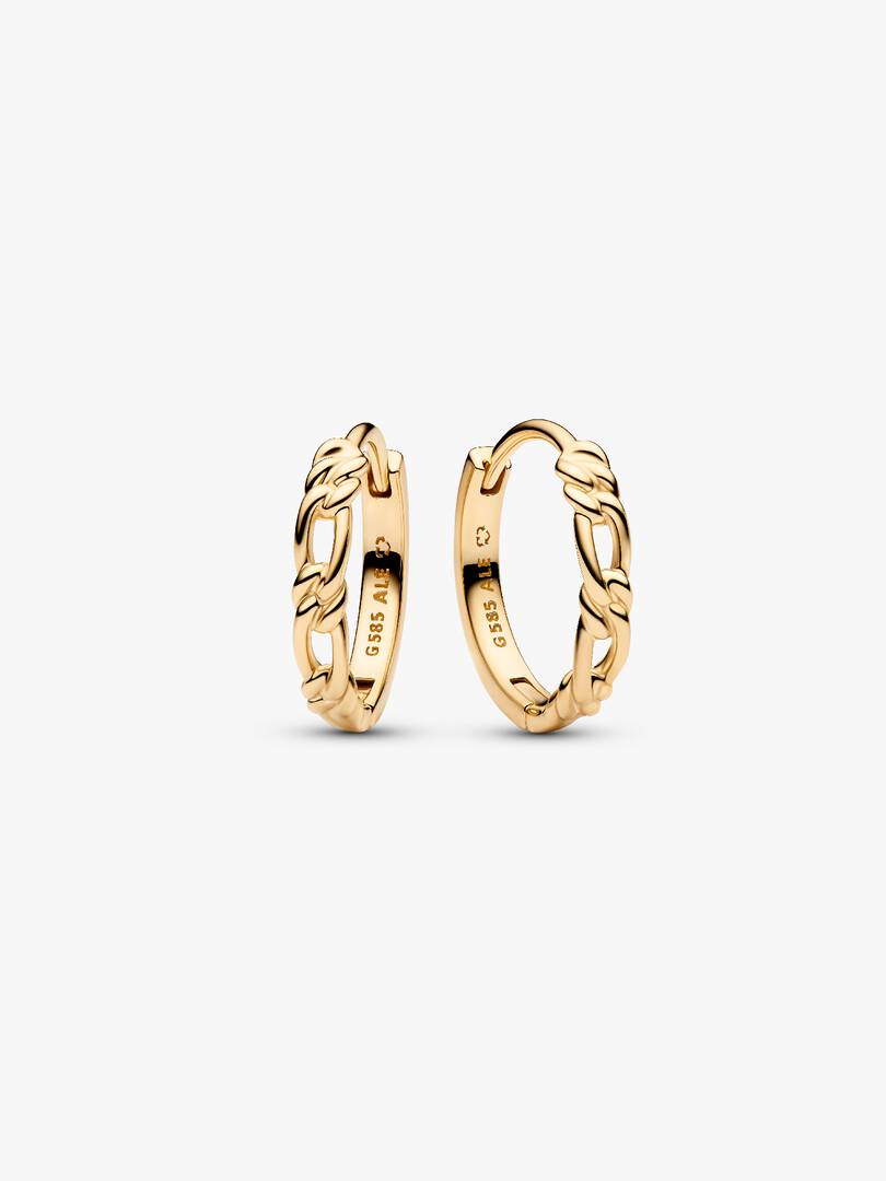 Pandora Era Figaro Hoop Earrings 14k gold