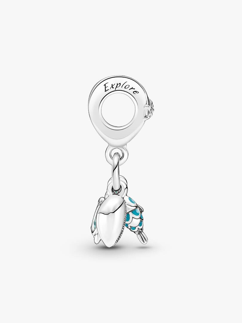 Fish, Sea Turtle & Conch Triple Dangle Charm Sterling silver