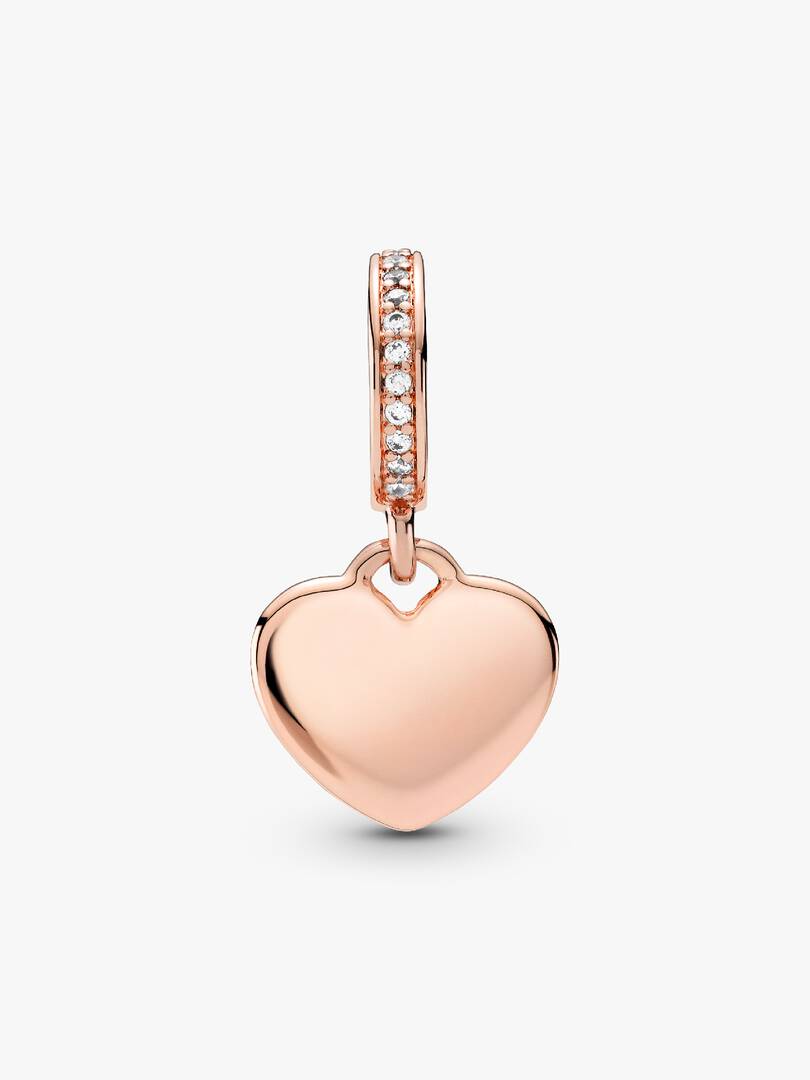 Engravable Heart Tag Dangle Charm 14k rose gold plating