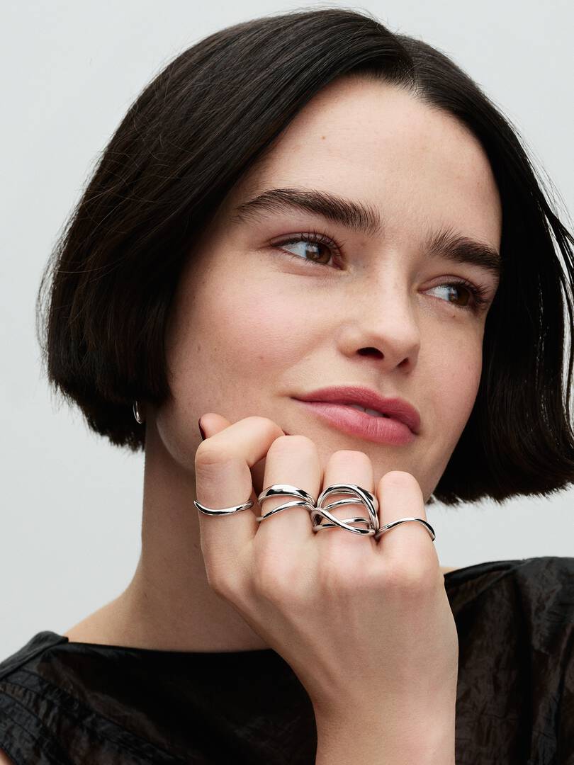 Organically Shaped Stacking Rings Sterling silver