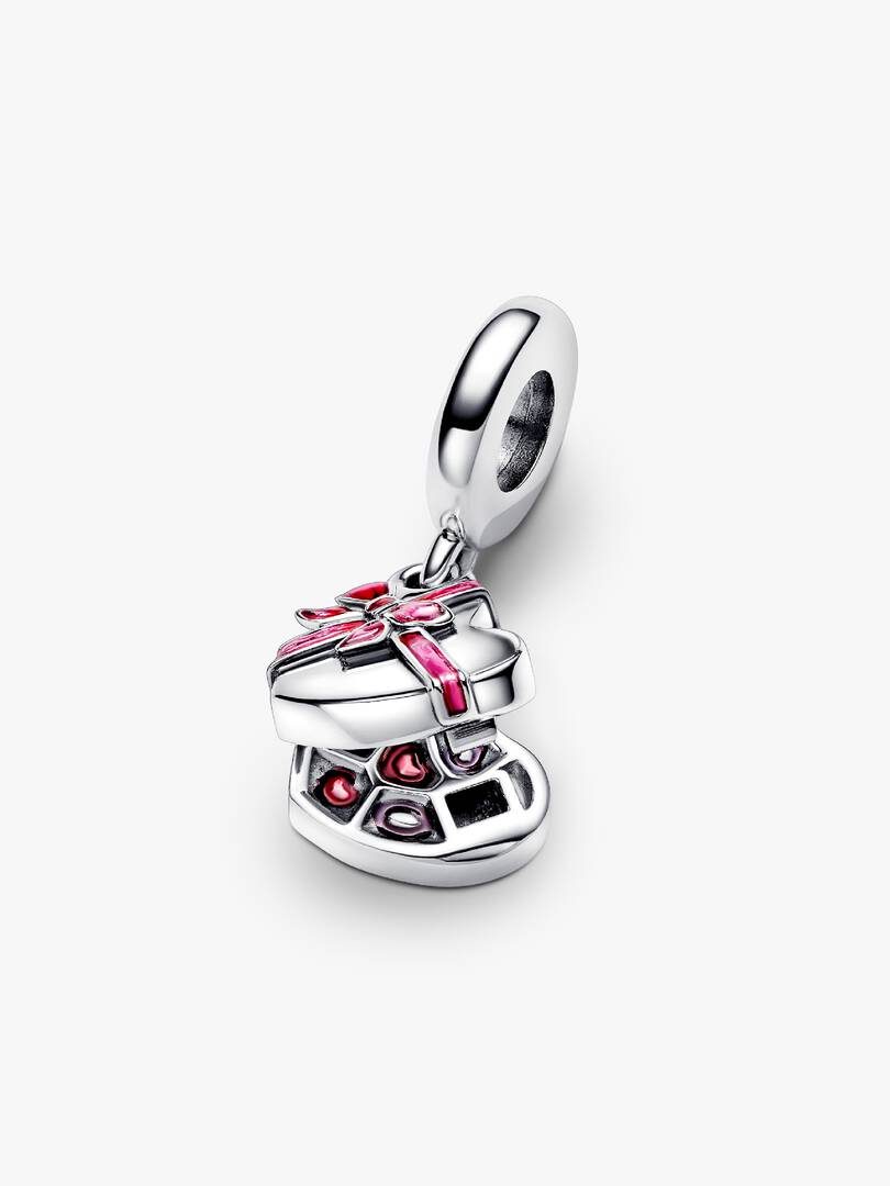 FINAL SALE - Openable Heart Chocolate Gift Box Dangle Charm Sterling silver