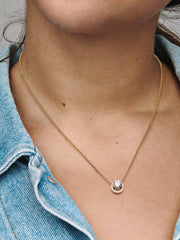 Sparkling Round Halo Pendant Collier Necklace 14k gold plating