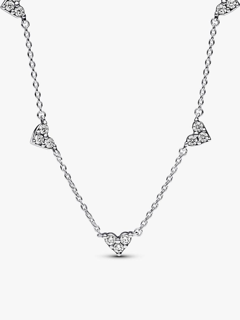 Triple Stone Heart Station Necklace and Earring Set 2 Quantity
