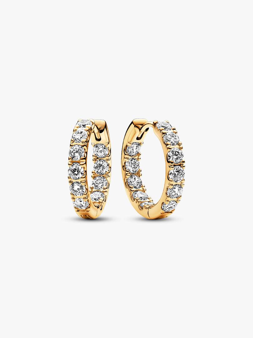 Sparkling Row Eternity Hoop Earrings 14k gold plating