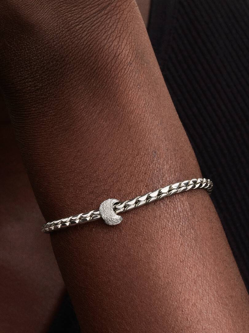 Textured Moon Mini Charm Sterling silver