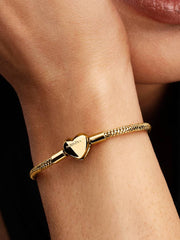 Heart Clasp Faceted Snake Chain Bracelet 14k gold plating