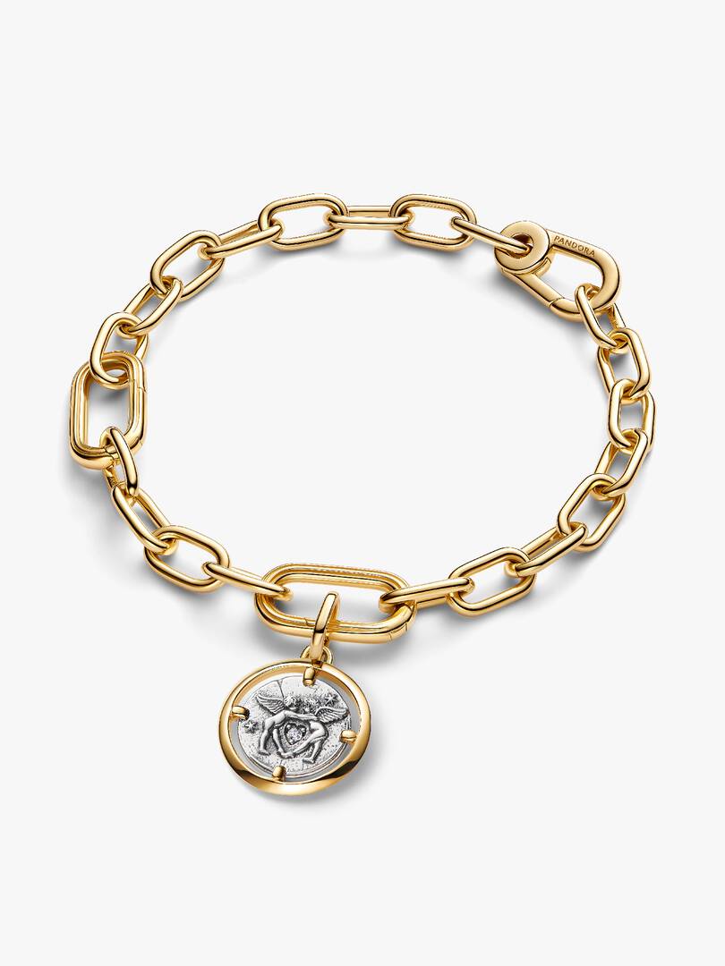 Cupids Medallion Charm Sterling silver, 14k gold plating
