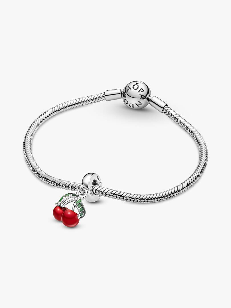 Asymmetrical Cherry Fruit Dangle Charm Sterling silver