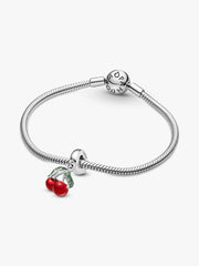 Asymmetrical Cherry Fruit Dangle Charm Sterling silver