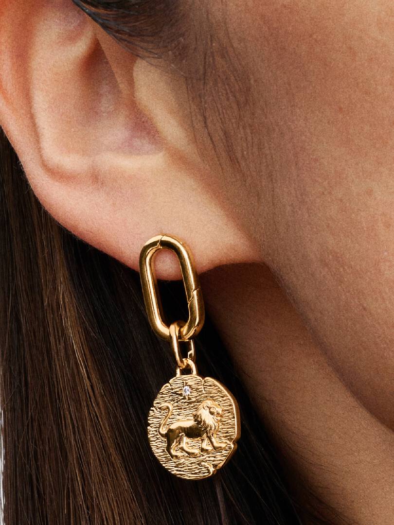 Lion Medallion Charm 14k gold plating